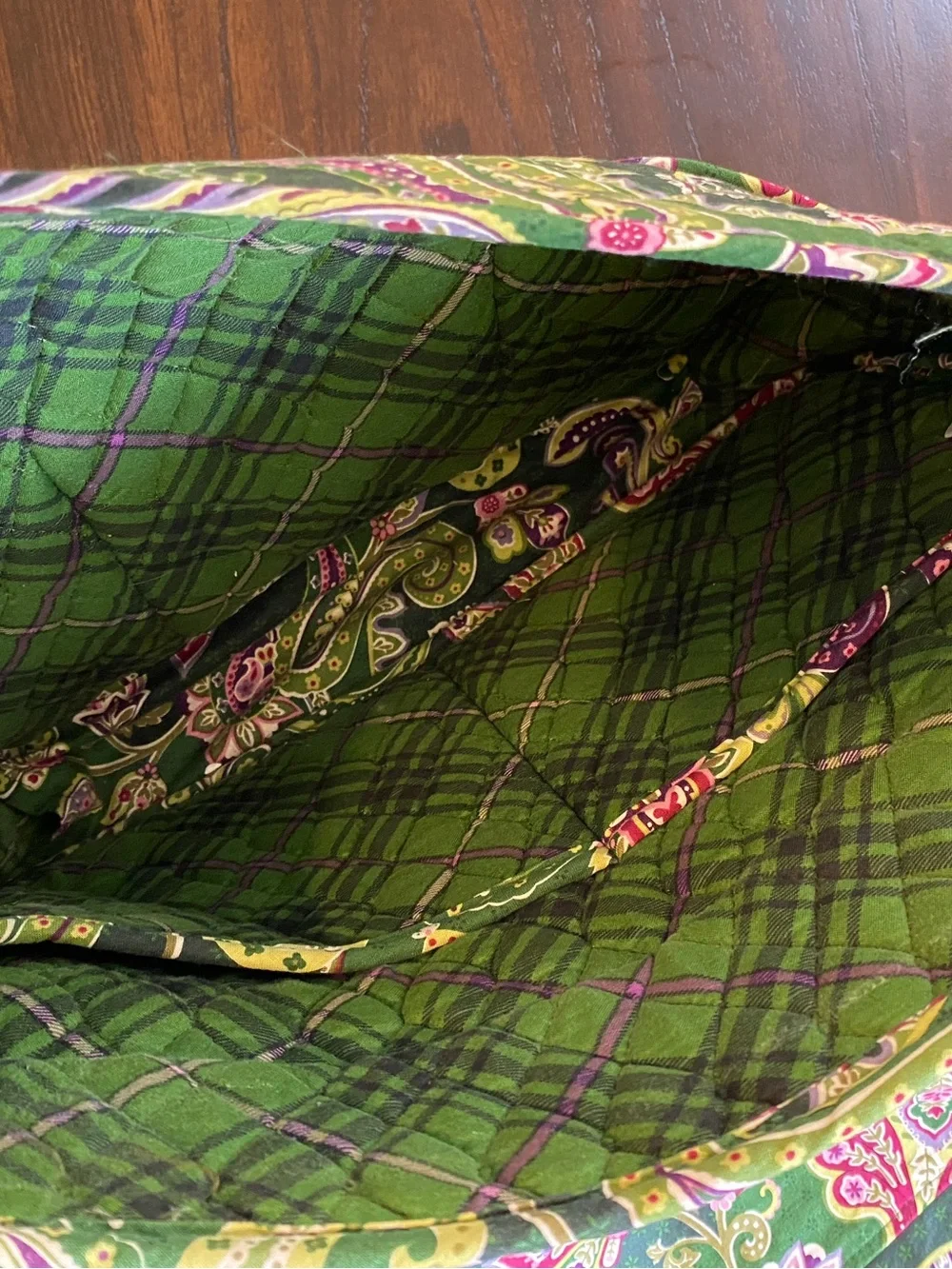 Vera Bradley Green Paisley Quilted Crossbody Laptop Bag